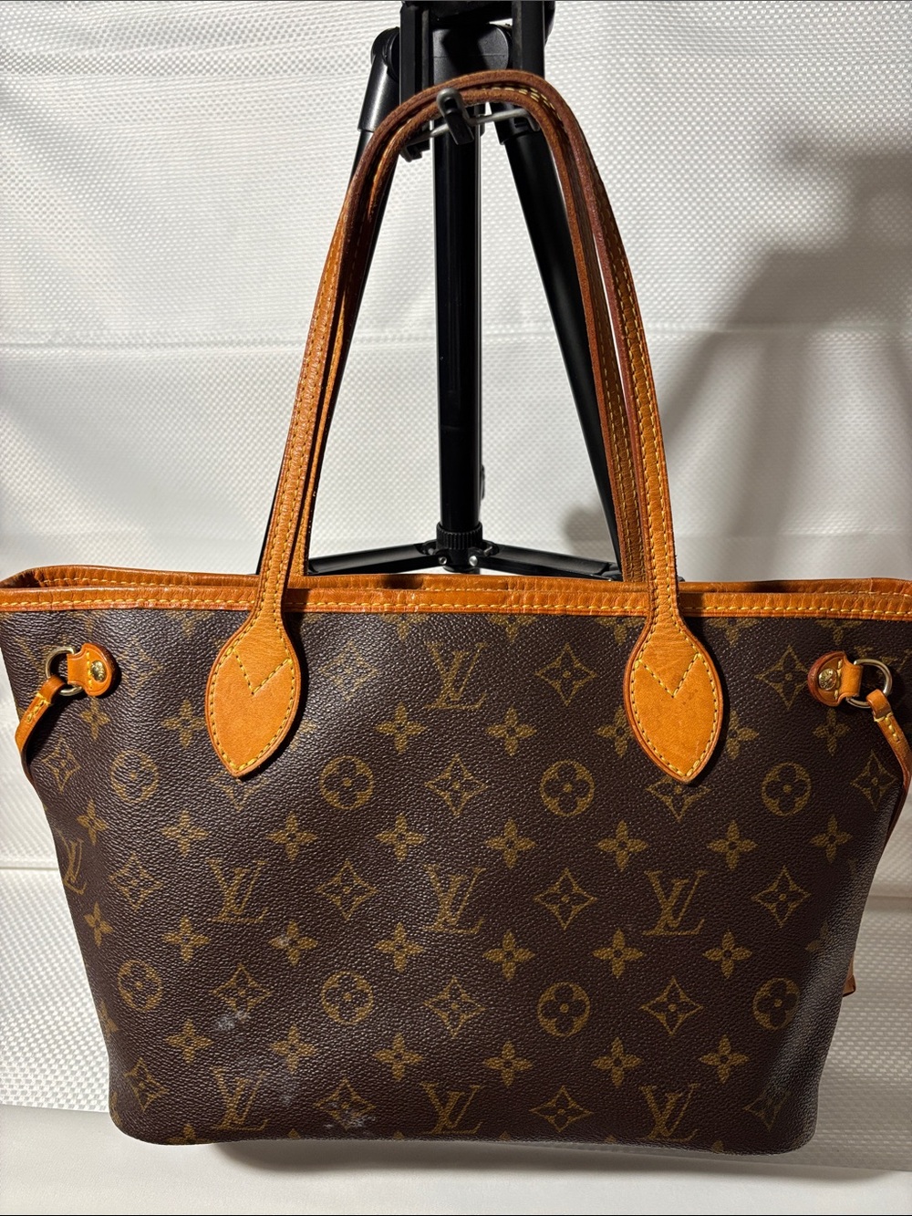 Louis Vuitton Brown Monogram Canvas Tote with Tan Trim and Handles